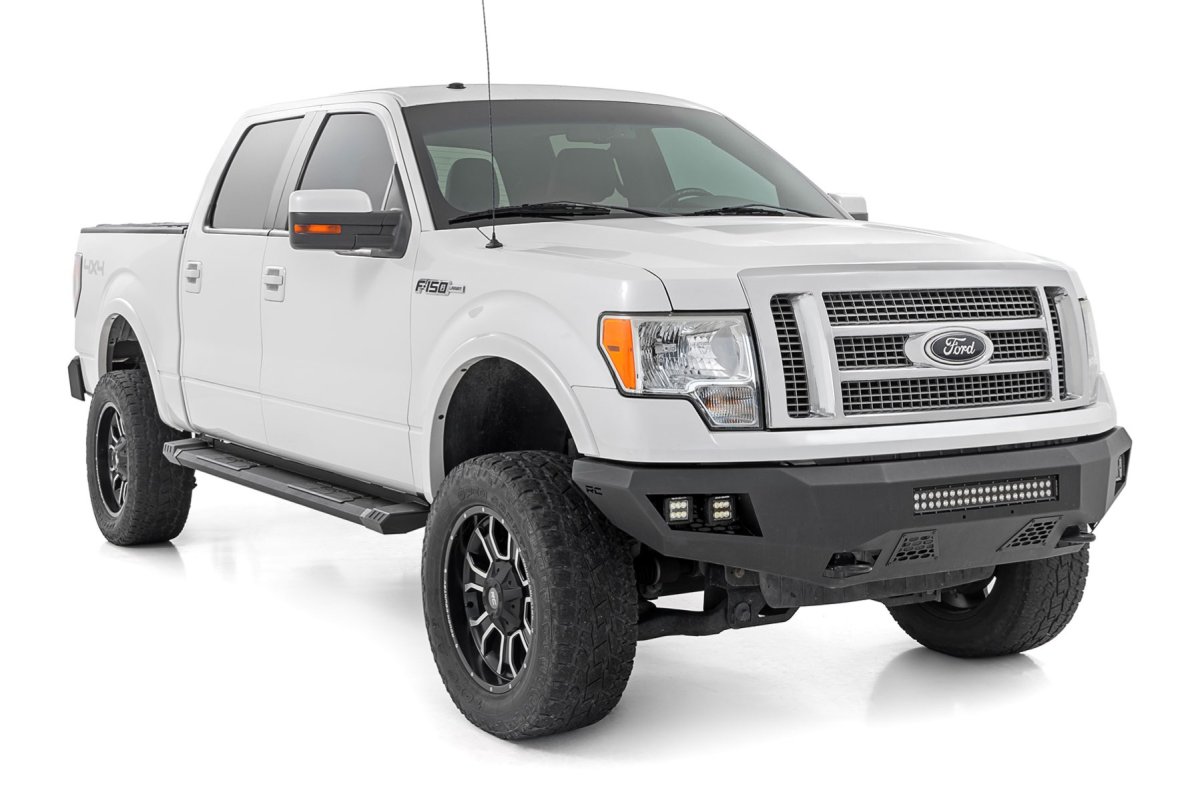 Ford F-150 Running Boards - Side - Rough Country - HD2 Aluminum - Black - '09-'14
